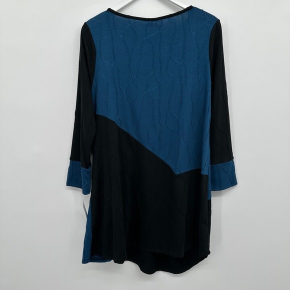 IC by Connie K Tunic Top Shirt‎ Blouse Medium 3/4 Sleeve Stretch Lagenlook New - Picture 10 of 14